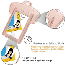 Load image into Gallery viewer, Cute ID Badge Holder with Lanyard, Teskyer T-Shirt Style Leather Badge Holder for Kids Students Teachers Nurses
