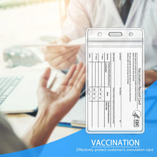 Load image into Gallery viewer, Teskyer 10 Pack Vaccination Card Protector Waterproof, Vertical 4 X 3&quot; Immunization Record Vaccine Card Holder, Plastic Clear ID Card Holder Name Tags Badge Holders
