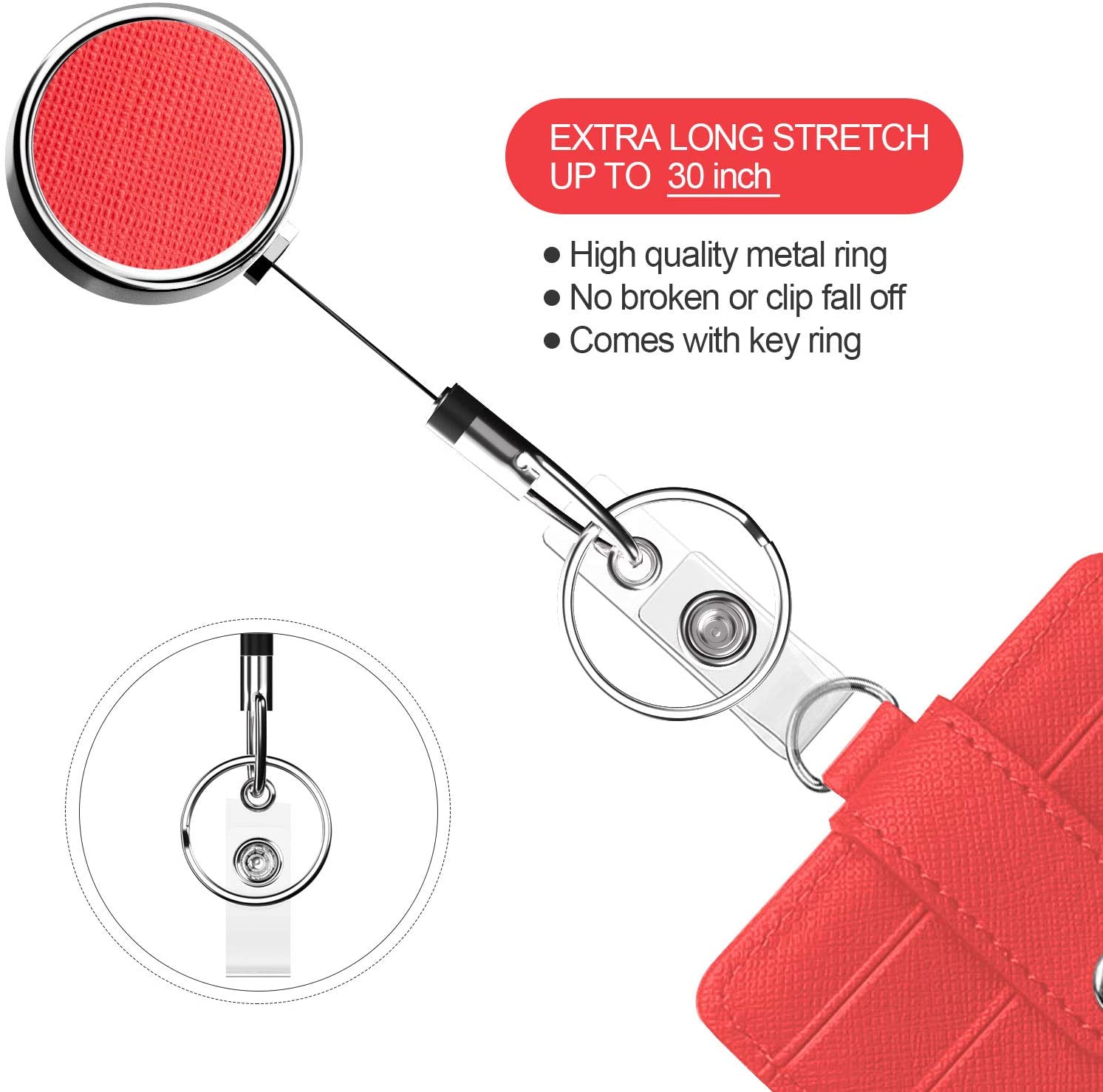 Teskyer Professional Retractable ID Card Badge Holder Reel with