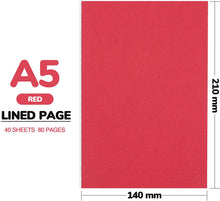 Load image into Gallery viewer, Teskyer Notebook Journal, College Ruled, Softcover 5.5&quot; x 8.26&quot; A5 Size Notebook for Office School Supplies, 40 Sheets/80 Pages, Red(Set of 3)
