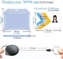 Load image into Gallery viewer, Teskyer 2 Pack Heavy Duty Retractable Badge Holders with Carabiner Reel Clip and Style Extra Thick Soft Clear Name Tag ID Card Holders, Horizontal
