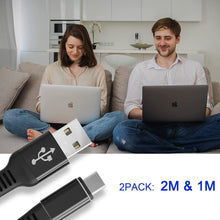 Load image into Gallery viewer, Teskyer USB C Cable Type C Charger[6.6ft &amp;3.3ft, 2 Pack] USB-A to Type-C 3.0 Charge Cable Fast Charging Durable Nylon for Samsung Galaxy S21 Plus Ultra/S20+/S10+ S9 S8/Note 20/10+, Other USB C Charge
