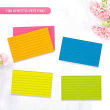 Load image into Gallery viewer, Teskyer Lined Sticky Notes 3x5 Inchs, 500 Sheets Bright Colors Self-Stick Pads, 5 Pads/Pack, 100 Sheets/Pad
