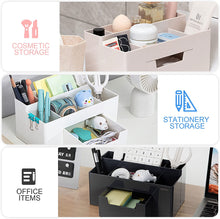 Load image into Gallery viewer, Teskyer Desk Organizer Pen Holder, Desk Accessories and Workspace Organizer with 7 Compartments and Drawer for Storage Office Supply, White
