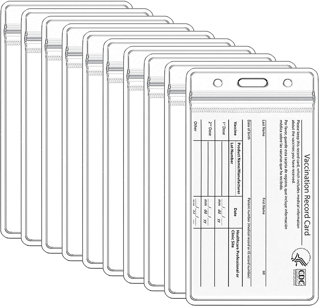 Teskyer 10 Pack Vaccination Card Protector Waterproof, Vertical 4 X 3