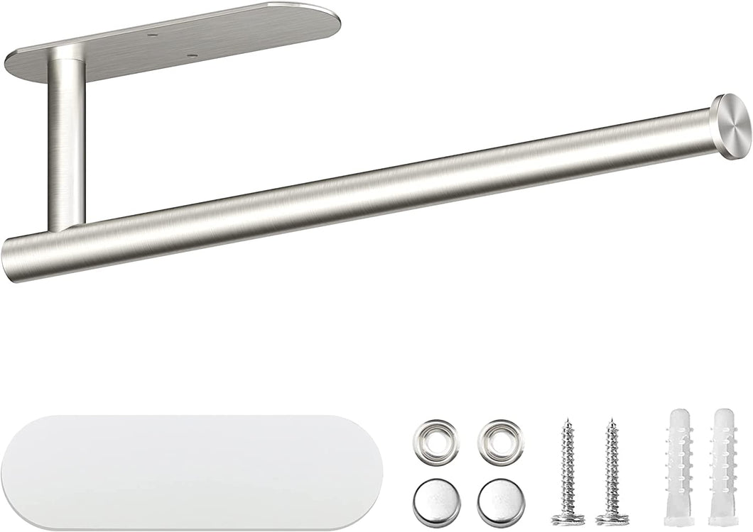 VMVN Paper Towel Holder Under Cabinet, Adhesive Wall Mount Paper Towels Holder,Kitchen Towel Holder, Stainless Steel Paper Holder for Kitchen Bathroom with Screws