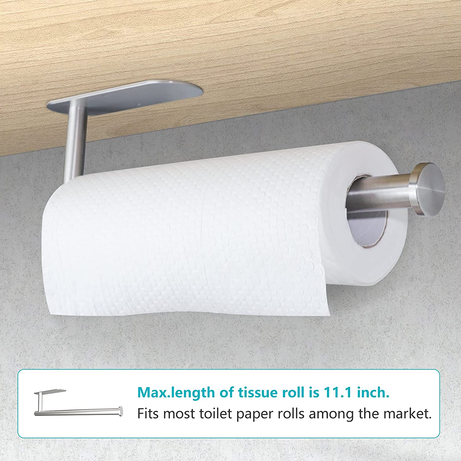 VMVN Paper Towel Holder Under Cabinet, Adhesive Wall Mount Paper Towel –  Teskyer US