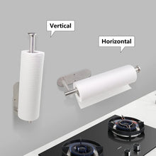 Load image into Gallery viewer, VMVN Paper Towel Holder Under Cabinet, Adhesive Wall Mount Paper Towels Holder,Kitchen Towel Holder, Stainless Steel Paper Holder for Kitchen Bathroom with Screws
