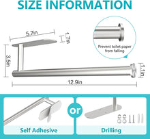 Load image into Gallery viewer, VMVN Paper Towel Holder Under Cabinet, Adhesive Wall Mount Paper Towels Holder,Kitchen Towel Holder, Stainless Steel Paper Holder for Kitchen Bathroom with Screws
