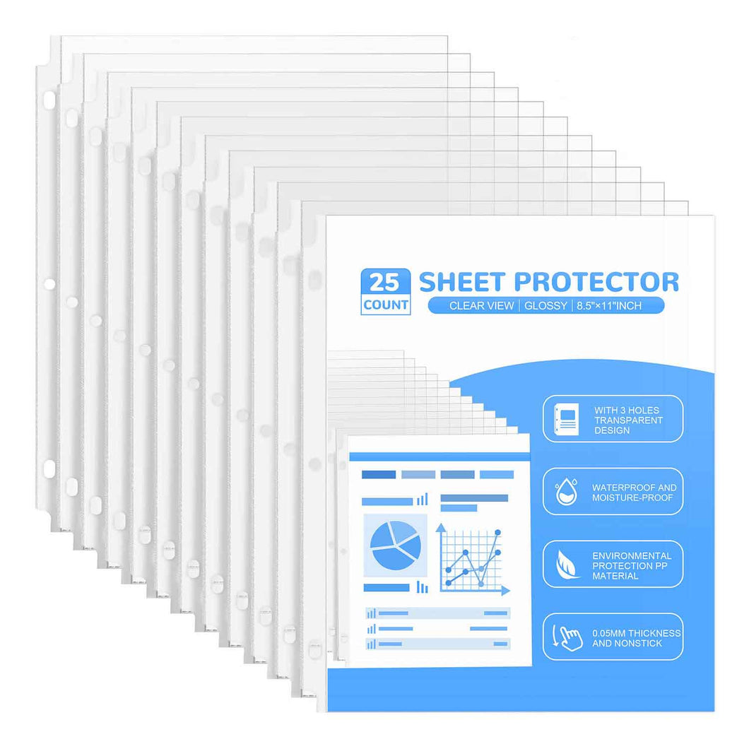 Teskyer Sheet Protectors 8.5 x 11 Inches, Teskyer 50 Pack Clear Page Protectors for 3 Ring Binder, Letter Size Plastic Sleeves for Binders