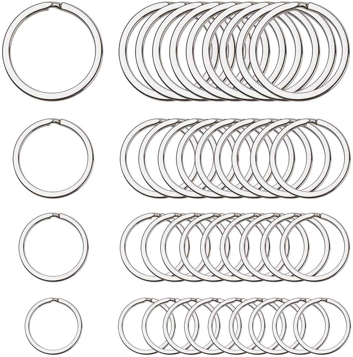 Flat Key Rings Key Chain Metal Split Ring 40pcs (Round 1.25 Inch Diameter),  for Home Car Keys Organization, Arts & Crafts, Lanyards, Colored (Black