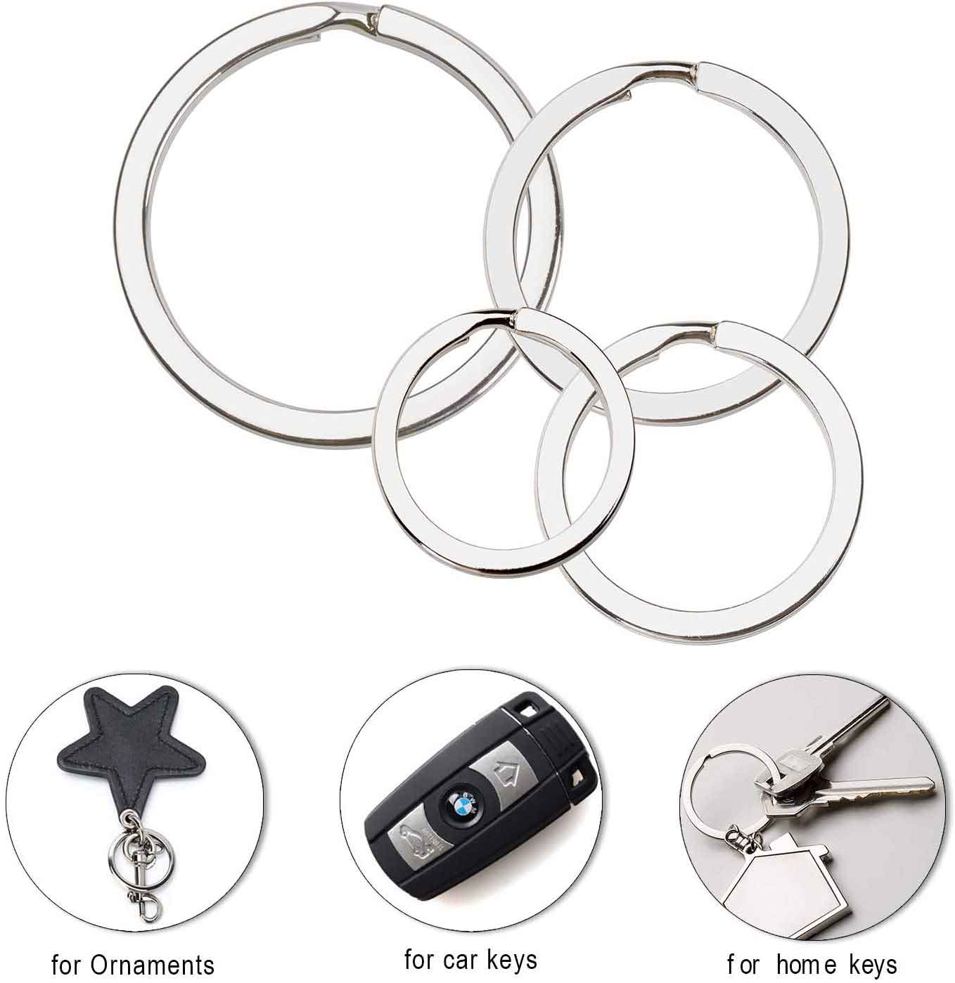 Key Ring 1.25 Inch, 40 Pcs Metal Split Round Flat Key Rings for Organizing  Home Office Keys and Crafts