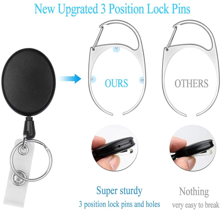 Teskyer Heavy Duty Retractable Badge Holders with Carabiner Reel