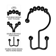 Load image into Gallery viewer, Teskyer Shower Curtain Hooks Rings, Rustproof Metal Double Glide Shower Curtain Rings for Bathroom Shower Rods Curtains,Set of 12
