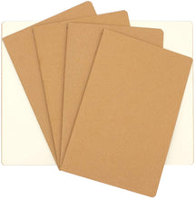 Load image into Gallery viewer, Teskyer Travel Journal Set With 4 Blank Page Notebook Journals for Travelers - Kraft Brown Soft Cover - A5 Size - 210 mm x 140 mm - 60 Pages/ 30 Sheets
