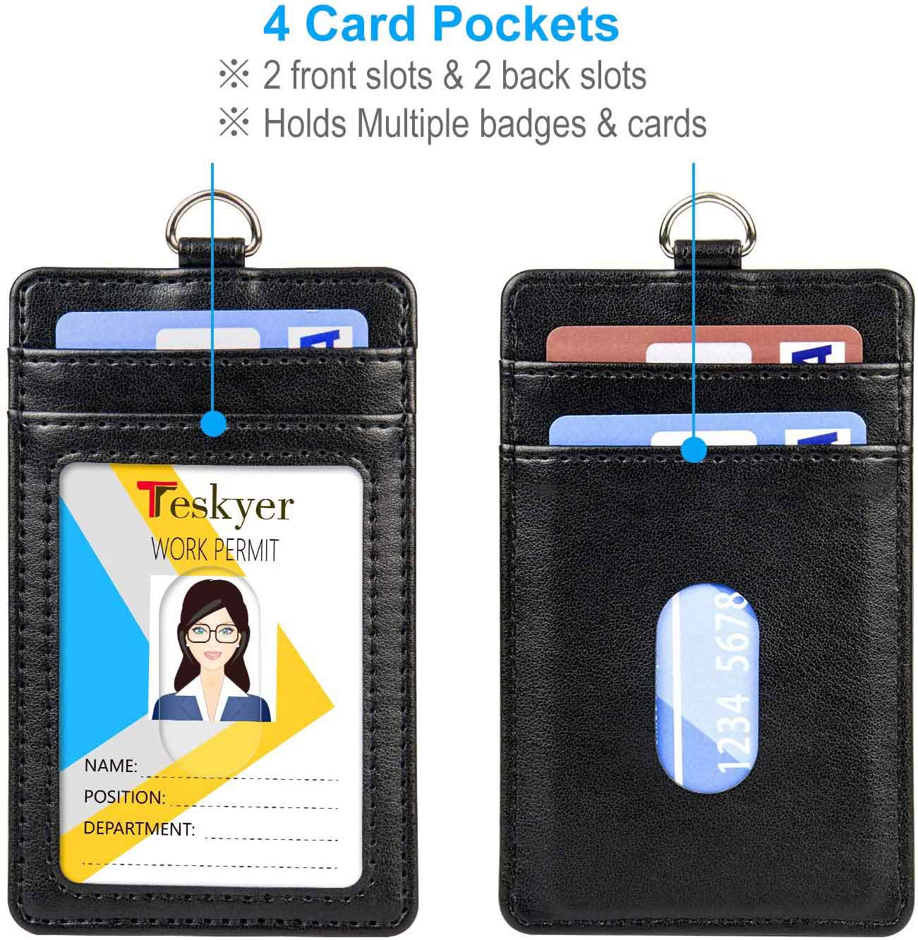  Teskyer Badge Holder with Side Zip Pocket, Multiple