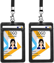 Load image into Gallery viewer, Teskyer-Vertical-PU-Leather-ID-Badge-Holder-Black-1
