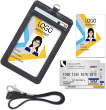 Load image into Gallery viewer, Teskyer-Vertical-PU-Leather-ID-Badge-Holder-Black-3

