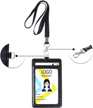 Load image into Gallery viewer, Teskyer-Vertical-PU-Leather-ID-Badge-Holder-Black-4
