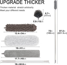 Load image into Gallery viewer, VMVN Microfiber Duster, with Extension Pole Stainless Steel , Reusable Bendable Duster Sets, Washable Lightweight Dusters for Cleaning Ceiling Fan, High Ceiling, Blinds, Furniture, Cars
