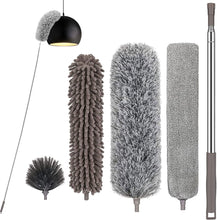 Load image into Gallery viewer, VMVN Microfiber Duster, with Extension Pole Stainless Steel , Reusable Bendable Duster Sets, Washable Lightweight Dusters for Cleaning Ceiling Fan, High Ceiling, Blinds, Furniture, Cars
