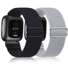 Load image into Gallery viewer, ULUQ Elastic Watch Bands for Fitbit Versa 2 /Fitbit Versa/Versa Lite/Versa SE, 2 Pack Adjustable Stretchy Soft Nylon Bands Replacement Wristbands for Women Men
