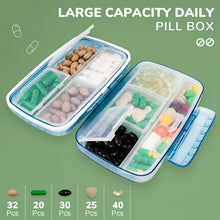 Load image into Gallery viewer, VMVN Daily Pill Organizer Box,Large Medicine Organizer,8 Compartments Portable for Purse Pocket,Travel Pill Case Vitamins/Fish Oils/Supplements Container
